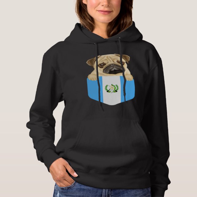 Pull À Capuche Guatemala Flag Pug Dog In Pocket (Devant)