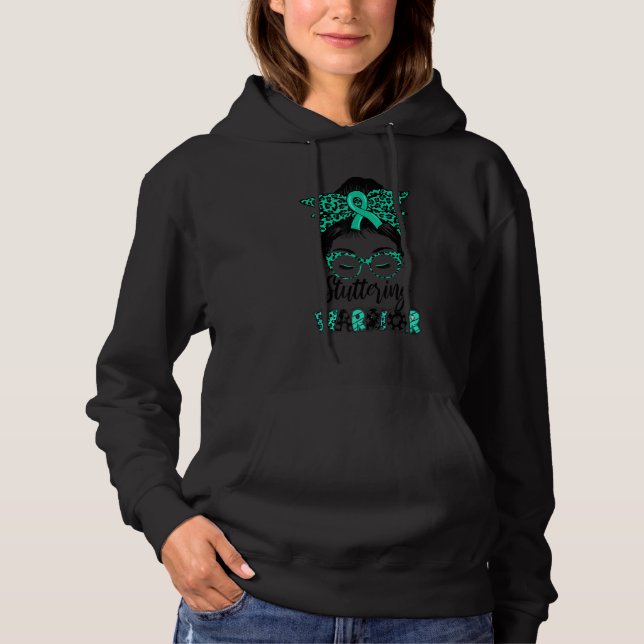 Pull À Capuche Guerrier Bégayant Chignon Décoiffé Ruban Sarcelle  (Devant)