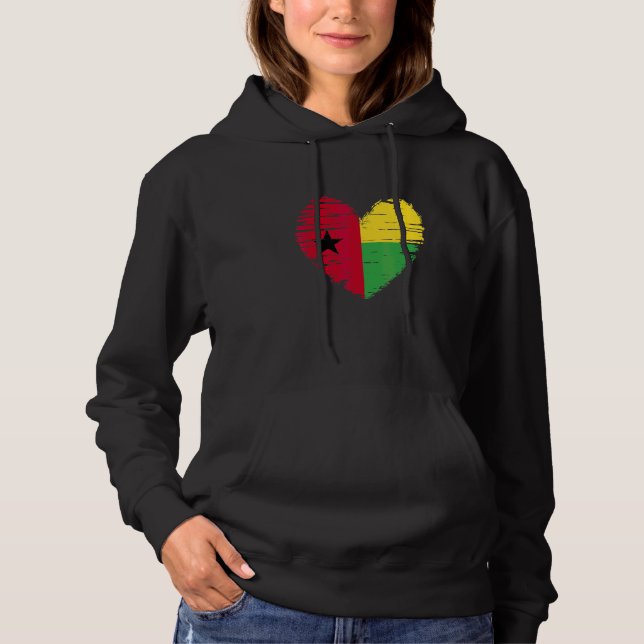 Pull À Capuche Guinée Bissau Coeur Guinée Bissau Drapeau Guinée B (Devant)