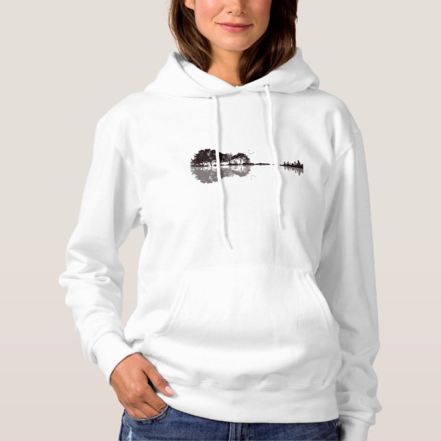 Pull À Capuche Guitare nature arbres oiseaux T-Shirt (Devant)