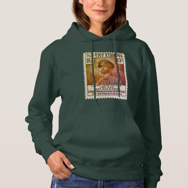 Pull À Capuche Haile Selassie I Jah Rastafari Rasta Reggae T-shir (Devant)