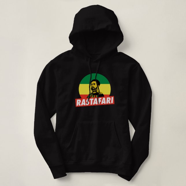 Pull À Capuche Haile Selassie Jah Rastafari Empereur Rasta Hoodie (Design devant)