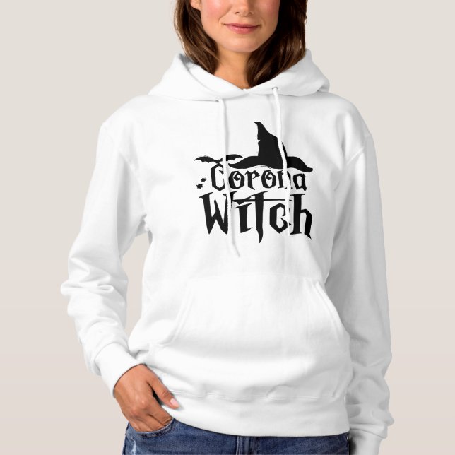 Pull À Capuche Halloween Corona Witch, Halloween drôle, (Devant)
