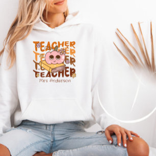 Pull À Capuche Halloween de l'enseignant d'automne Retro personna