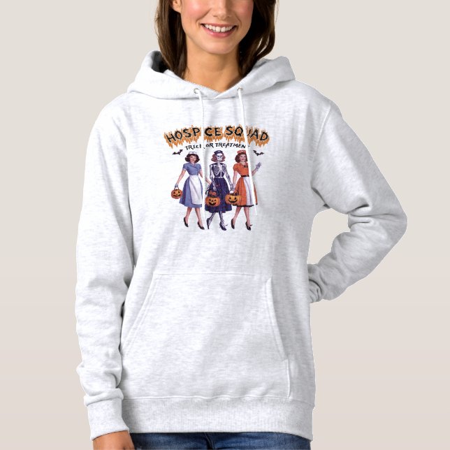 Pull À Capuche Halloween De L'Équipe D'Hospice Pour L'Infirmière (Devant)
