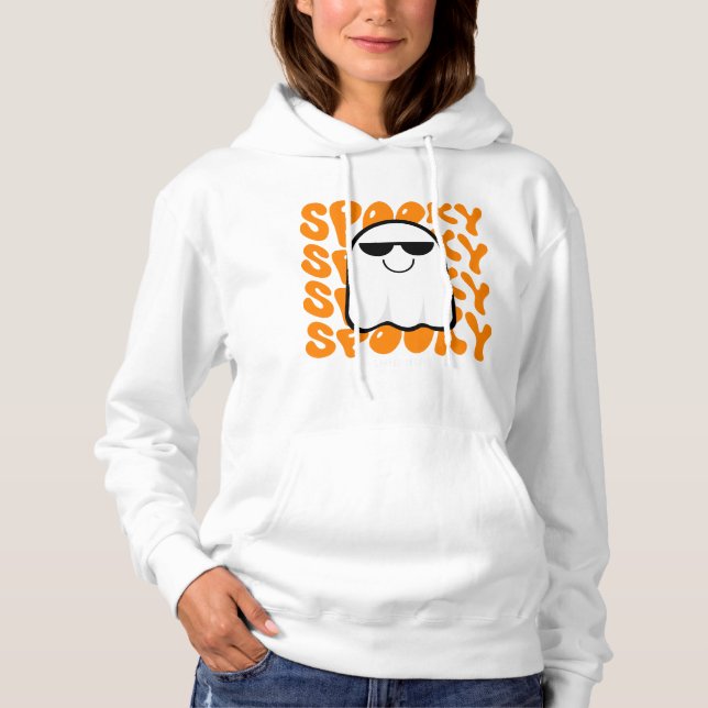 Pull À Capuche Halloween Éffrayant orange noir (Devant)