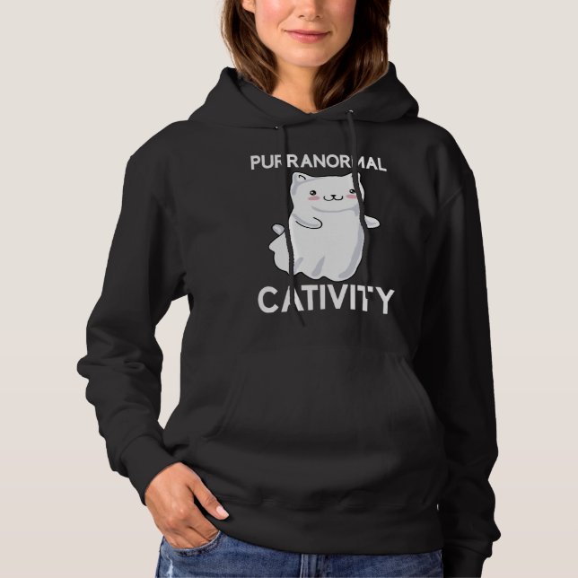 Pull À Capuche Halloween  Purranormal Cativity Ghost Cat (Devant)