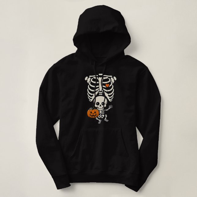Pull À Capuche Halloween Skeleton Baby Rib Cage Maternity Pregnan (Design devant)