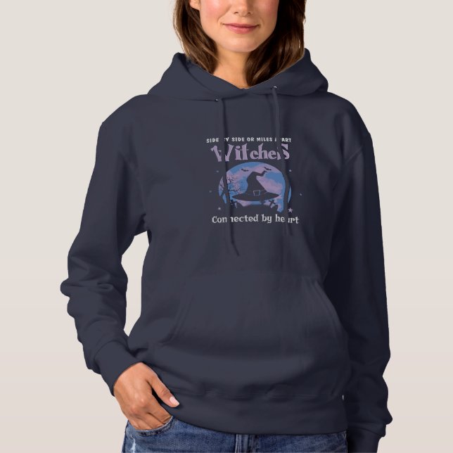 Pull À Capuche Halloween Witches Connected By Heart Birthday (Devant)