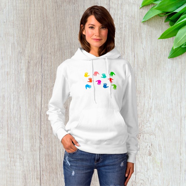 Pull À Capuche Handprints Womens Hoodie (Créateur téléchargé)
