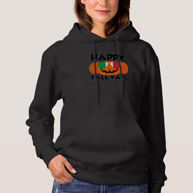 Pull À Capuche Happy Fall Y'all Thanksgiving Pumpkin Italy Glasse (Devant)