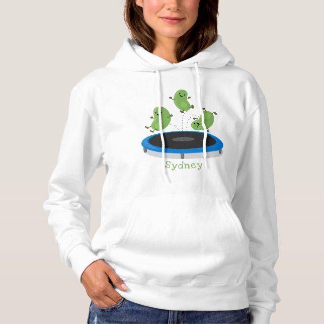 Pull À Capuche Haricots verts drôles mignons sur trampoline dessi (Devant)