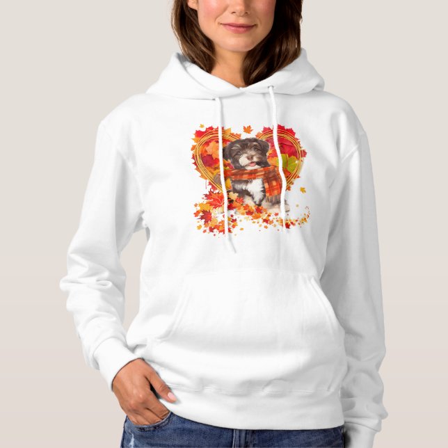 Pull À Capuche Havanais Au Coeur Fait De Feuilles D'Automne (Devant)