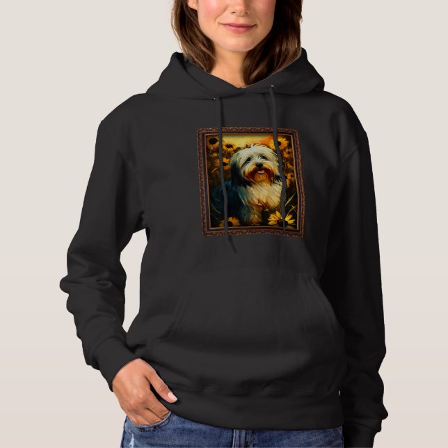 Pull À Capuche Havanese Painting Sunflower Flower Mom Women Flora (Devant)