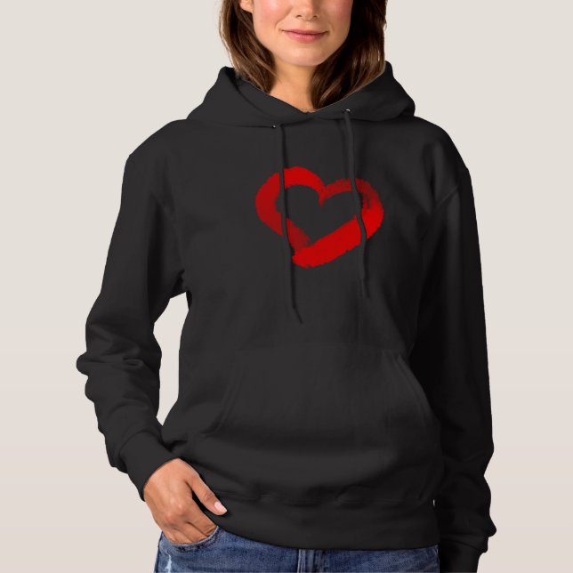 Pull À Capuche Heart Valentines Day Boys Girls Men Women Matching (Devant)