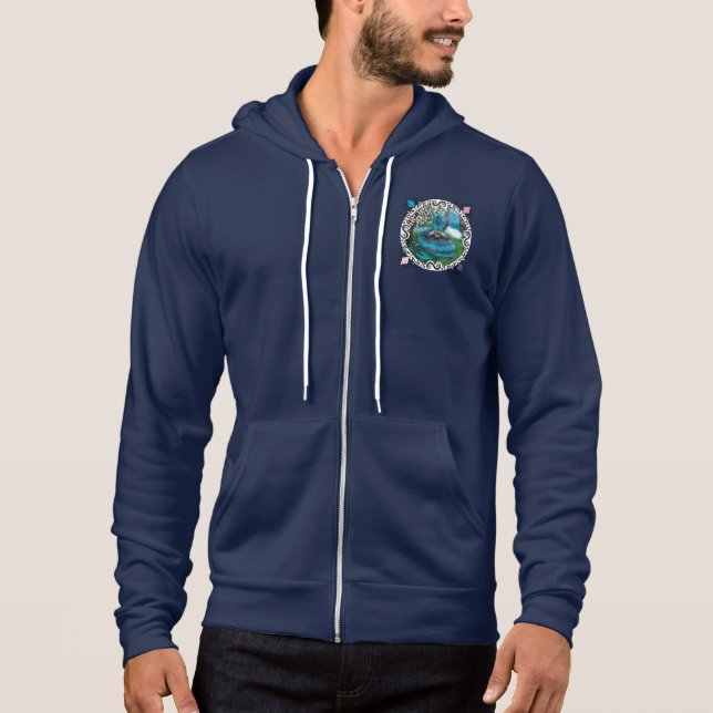 Pull À Capuche Heure du thé au dragon oriental Imaginaire bleu (Devant)