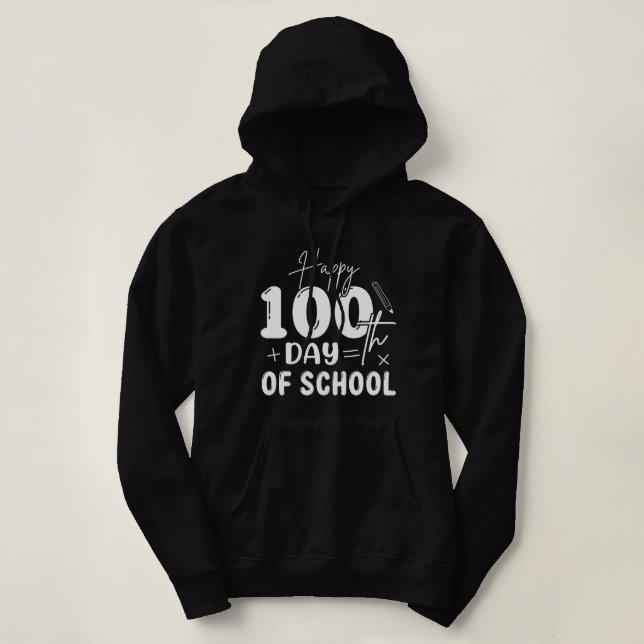 Pull À Capuche heureux 100 jours de l'école (Design devant)