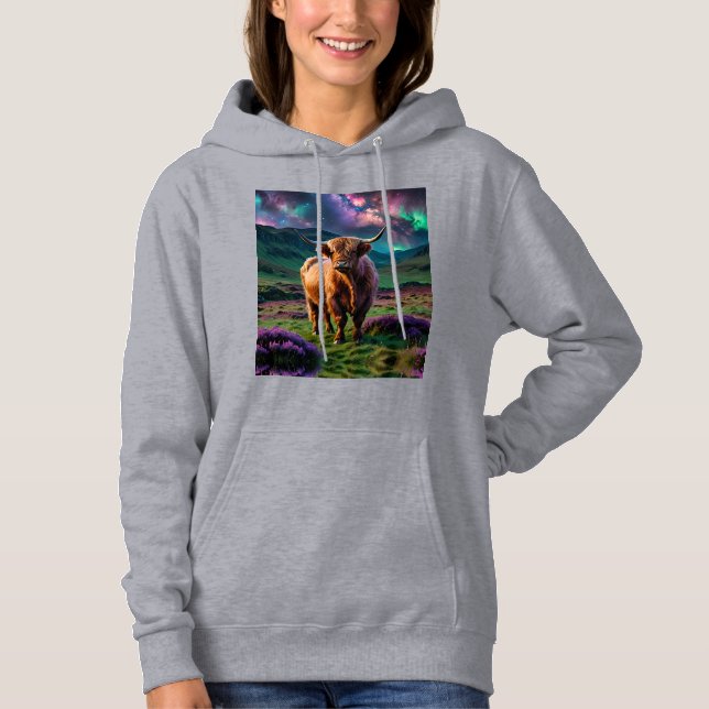 Pull À Capuche Highland Cow Under The Stars Tri-Blend Shirt (Devant)