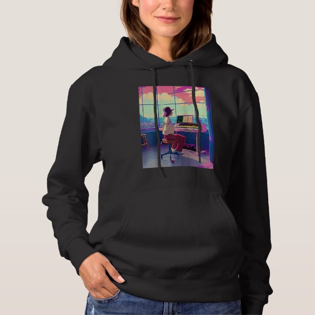 Pull À Capuche Hip hop lo fi chillhop rythmes calmes lofi esthéti (Devant)