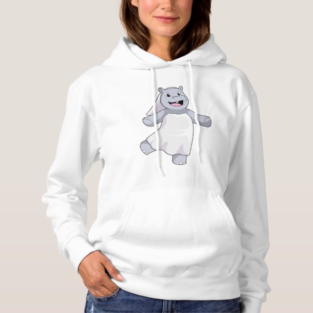 Pull À Capuche Hippopotame en mariée avec voile (Devant)