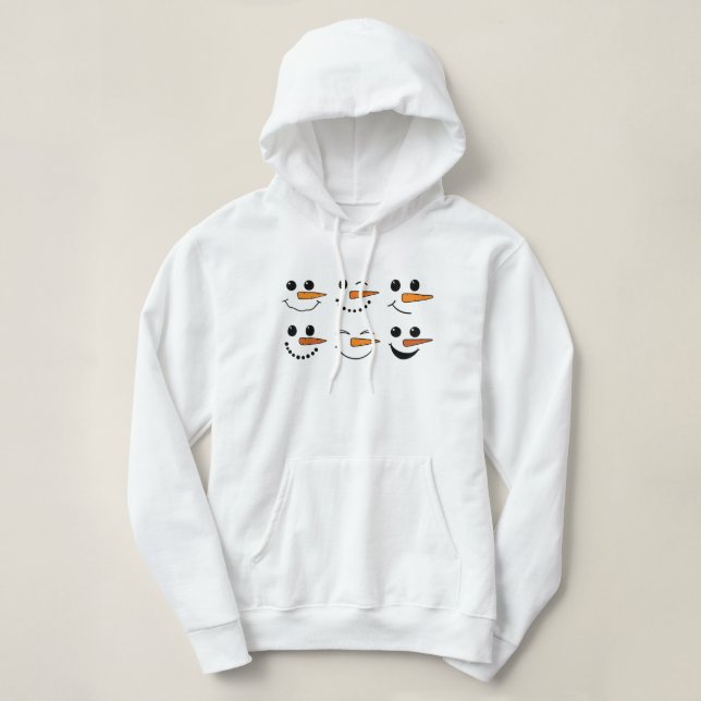 Pull À Capuche Hiver Snowman visage Noël Snowman costume T-Sh (Design devant)