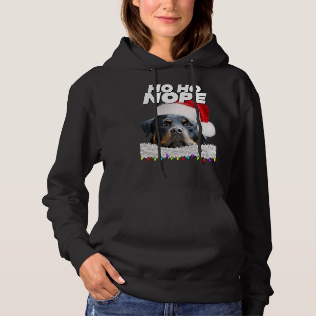 Pull À Capuche Ho Ho Nope Rottweiler mignonne Christmas Rottie (Devant)