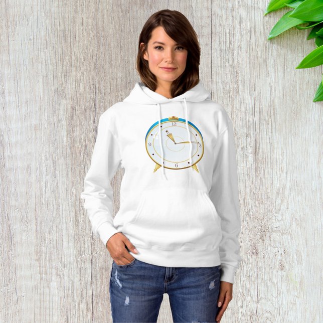 Pull À Capuche Horloge rétro d'alarme or avec réglage bleu (Créateur téléchargé)