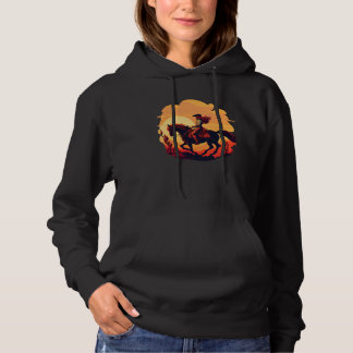 Pull À Capuche Horse Rider  Retro Vintage Sunset Horse Girl Graph