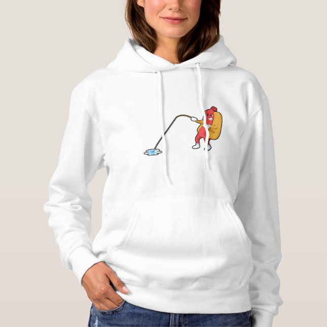 Pull À Capuche Hotdog à la pêche avec bâtonnet de pêche (Devant)