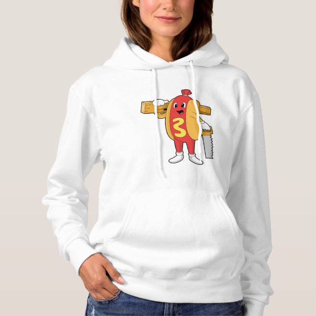 Pull À Capuche Hotdog as Carpenter with Saw & Wood (Devant)
