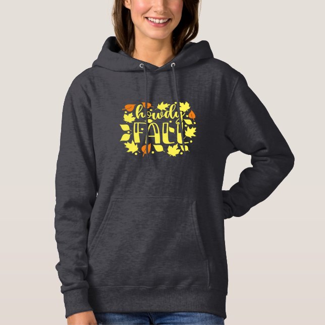 Pull À Capuche Howdy Fall avec Feuilles (Devant)