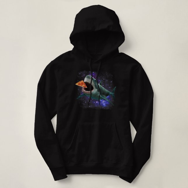 Pull À Capuche Humour de requin à la pizza galactique tendance (Design devant)