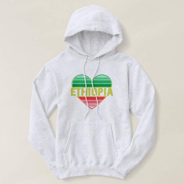 Pull À Capuche I Love Ethiopia, Ethiopian Heart (Design devant)