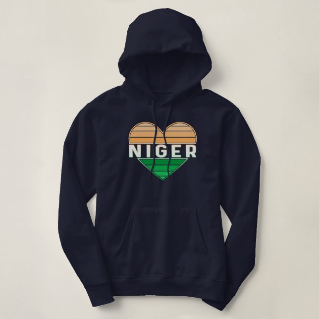 Pull À Capuche I Love Niger, Coeur Nigérien (Design devant)