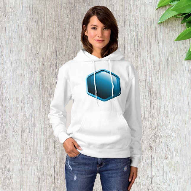 Pull À Capuche Icône hexagonale bleue brillante Géométrique moder (Créateur téléchargé)