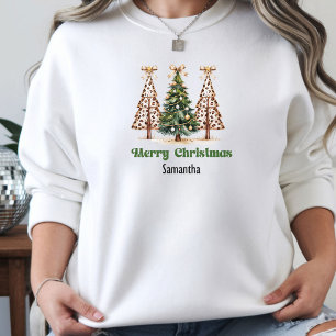 Pull À Capuche Idée cadeau arbres de Noël rustiques léopard pour