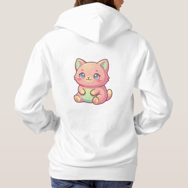 Pull À Capuche Illustration de chaton kawaii rose mignon - Kitty  (Dos)