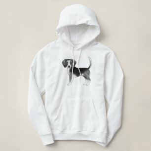 Pull À Capuche Illustration de chien Beagle mignon en noir et bla