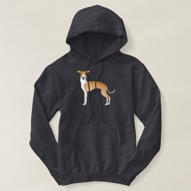 Pull À Capuche Illustration de chien italien gris et blanc (Design devant)
