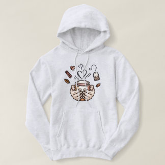 Pull À Capuche Illustration de couverture de thé d'automne doodle