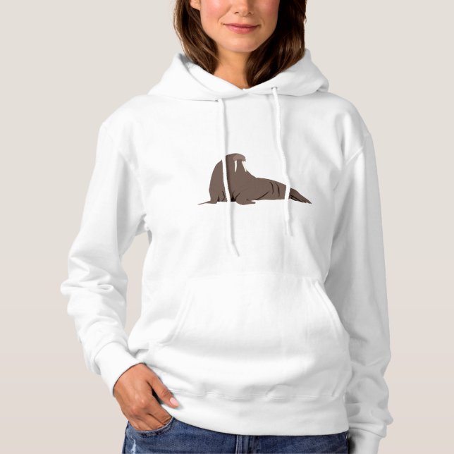 Pull À Capuche Illustration de Cute Walrus (Devant)