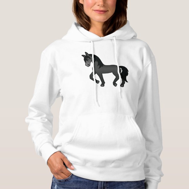 Pull À Capuche Illustration de dessin animé mignon de cheval trot (Devant)