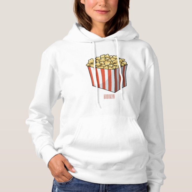 Pull À Capuche Illustration de dessin animé Popcorn (Devant)