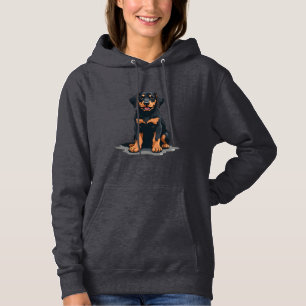 Pull À Capuche Illustration de dos de chien noir et bronzé vintag