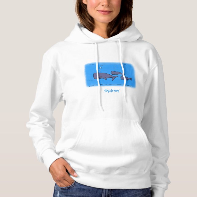 Pull À Capuche Illustration de mignonne migratrice de baleines à  (Devant)