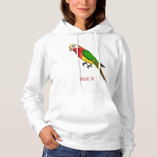 Pull À Capuche Illustration de perroquet de dessin animé mignon e (Devant)