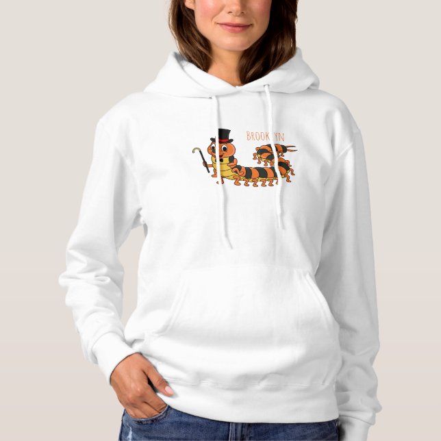 Pull À Capuche Illustration drôle de dessin animé centipede (Devant)