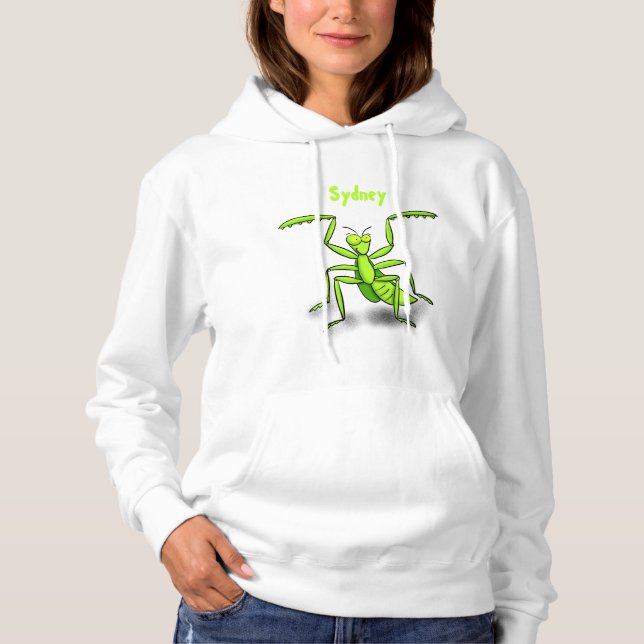 Pull À Capuche Illustration drôle de mante verte en prière (Devant)