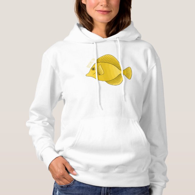 Pull À Capuche Illustration du poisson-tang jaune (Devant)