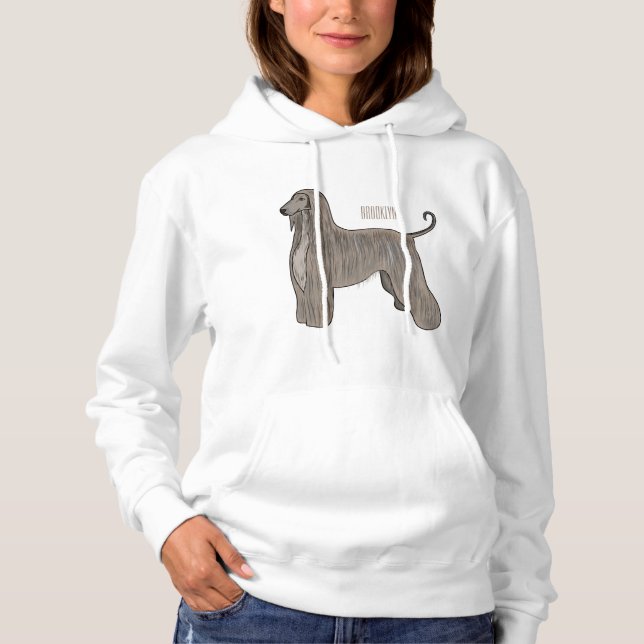 Pull À Capuche Illustration d'un chien hound afghan (Devant)